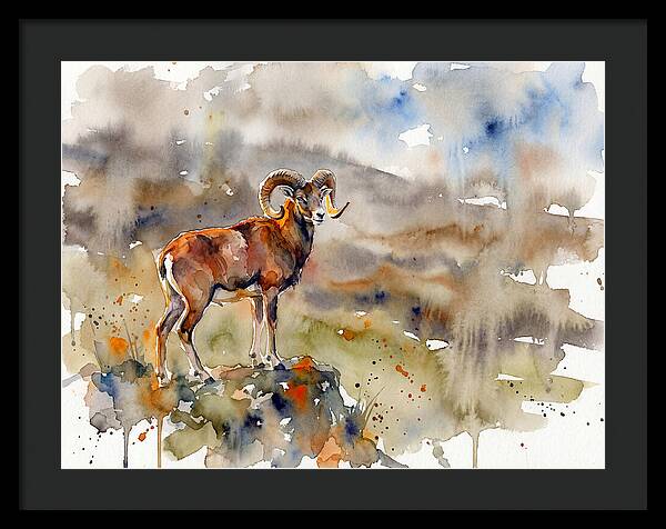 Majestic Urial In Watercolor