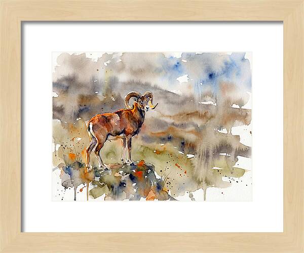 Majestic Urial In Watercolor