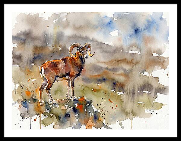 Majestic Urial In Watercolor
