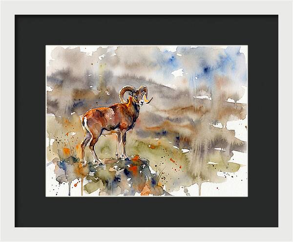 Majestic Urial In Watercolor