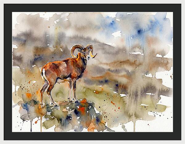Majestic Urial In Watercolor