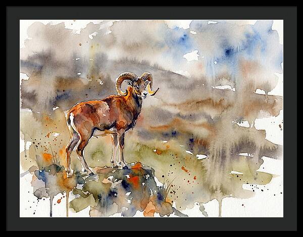 Majestic Urial In Watercolor