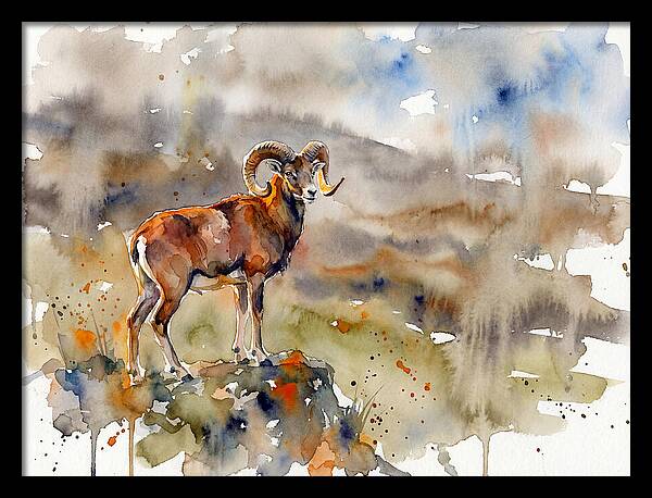 Majestic Urial In Watercolor