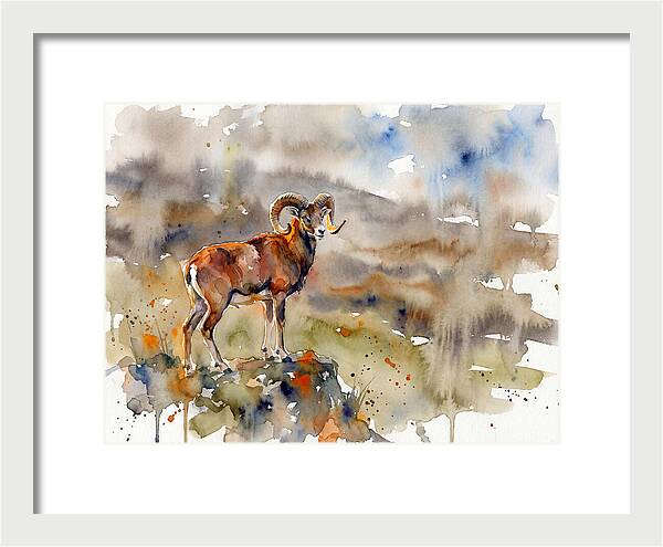 Majestic Urial In Watercolor