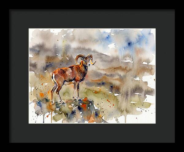 Majestic Urial In Watercolor