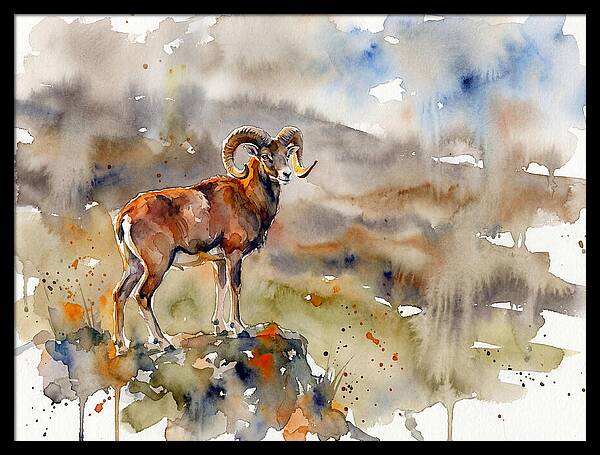 Majestic Urial In Watercolor