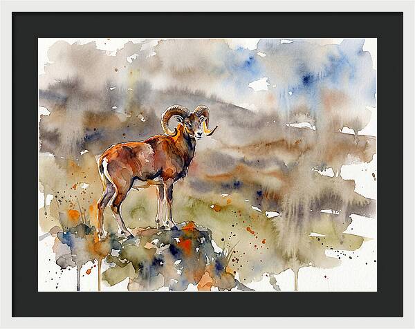Majestic Urial In Watercolor