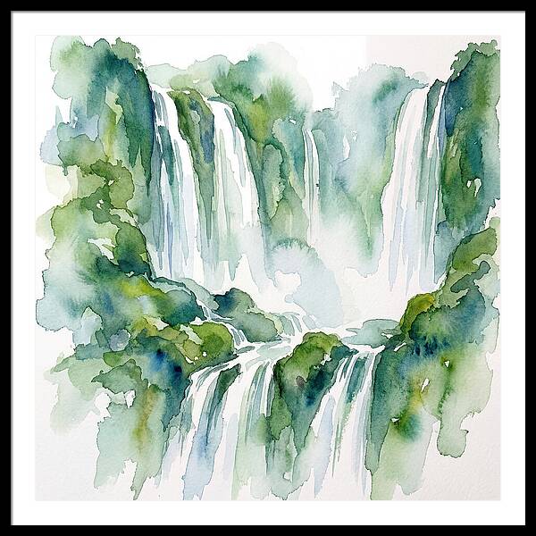 Majestic Waterfalls In Watercolor