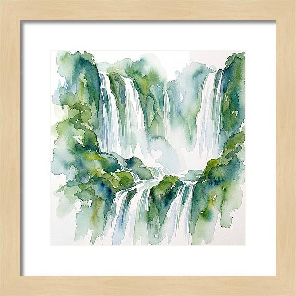 Majestic Waterfalls In Watercolor