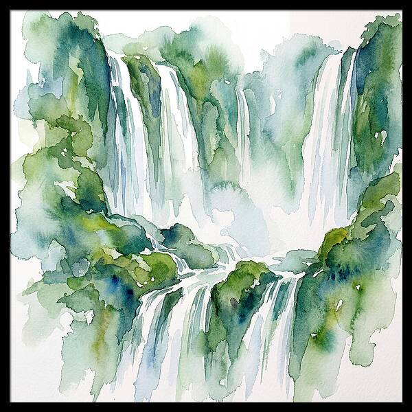 Majestic Waterfalls In Watercolor