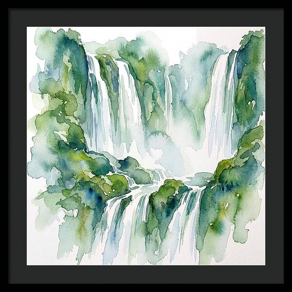Majestic Waterfalls In Watercolor