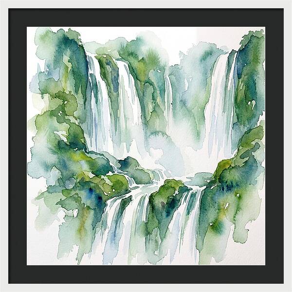 Majestic Waterfalls In Watercolor