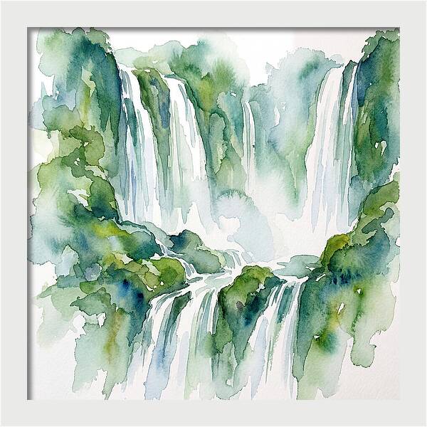 Majestic Waterfalls In Watercolor
