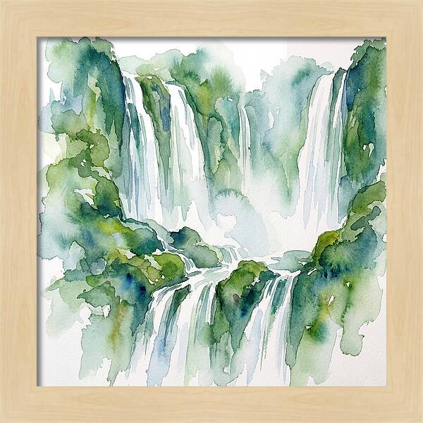 Majestic Waterfalls In Watercolor