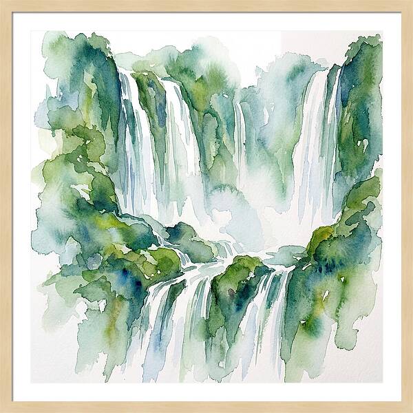 Majestic Waterfalls In Watercolor