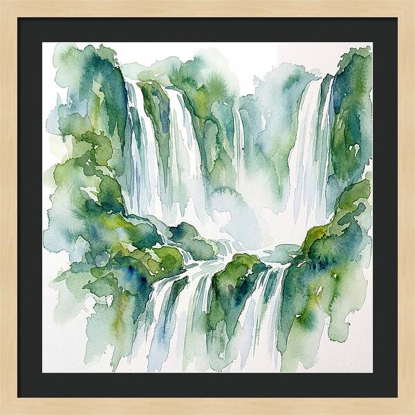 Majestic Waterfalls In Watercolor