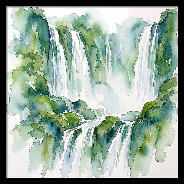Majestic Waterfalls In Watercolor
