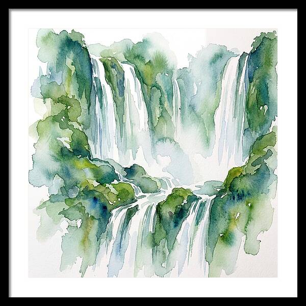 Majestic Waterfalls In Watercolor