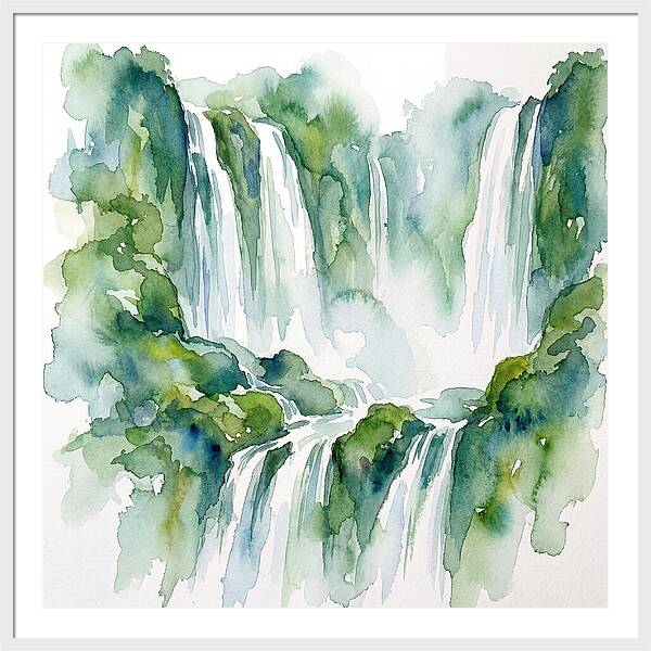 Majestic Waterfalls In Watercolor