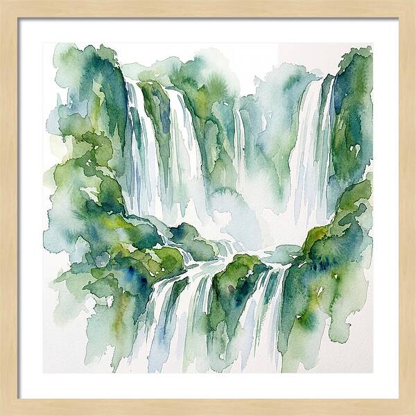 Majestic Waterfalls In Watercolor