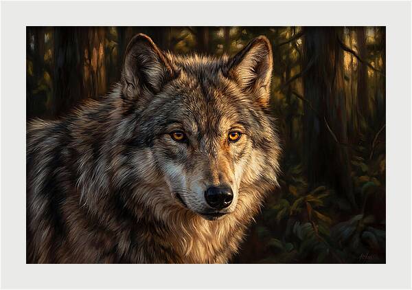 Majestic Wolf In Forest