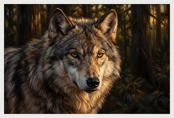 Majestic Wolf In Forest