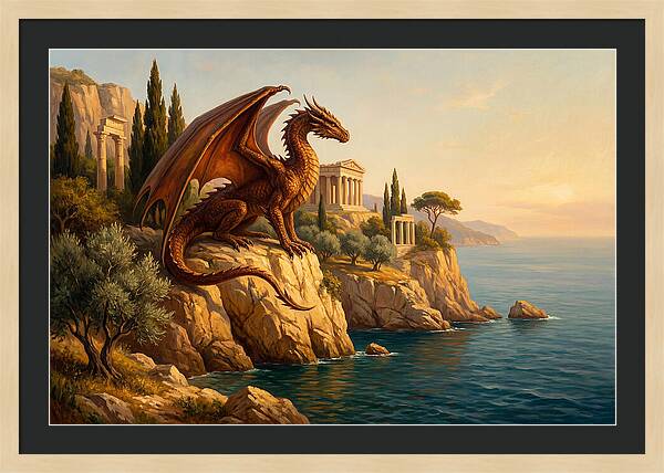 Majestic Wyvern Overlooking Coastline