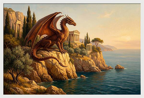 Majestic Wyvern Overlooking Coastline