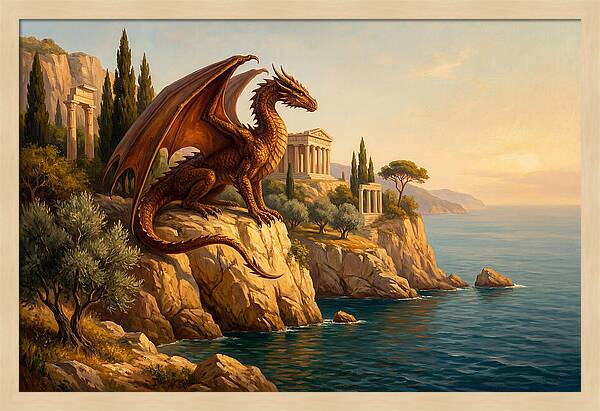 Majestic Wyvern Overlooking Coastline