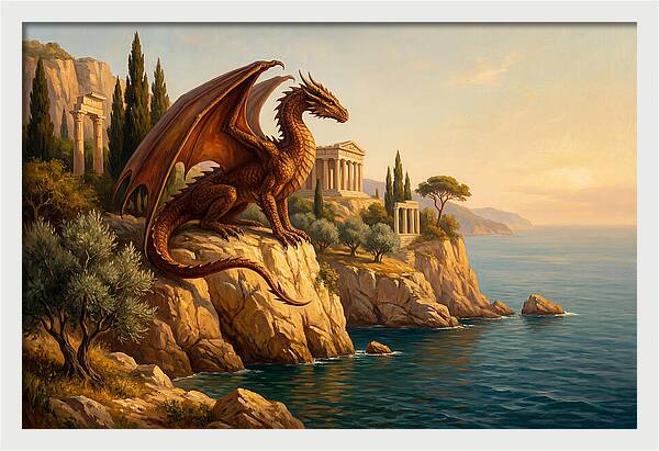 Majestic Wyvern Overlooking Coastline