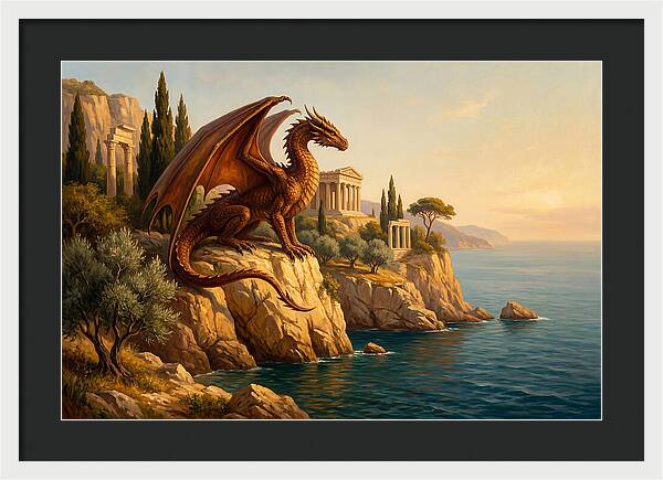 Majestic Wyvern Overlooking Coastline