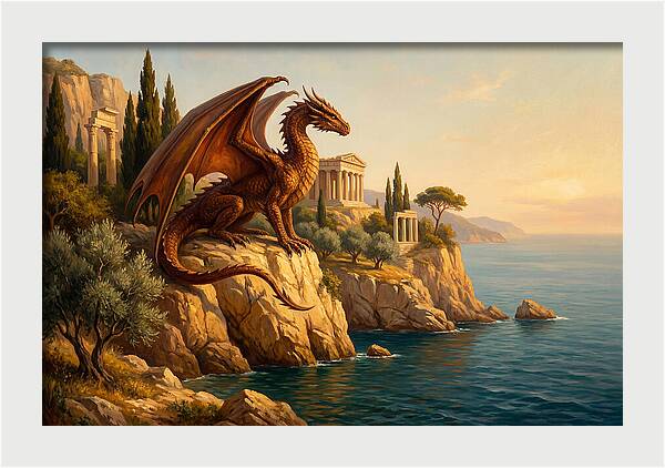 Majestic Wyvern Overlooking Coastline