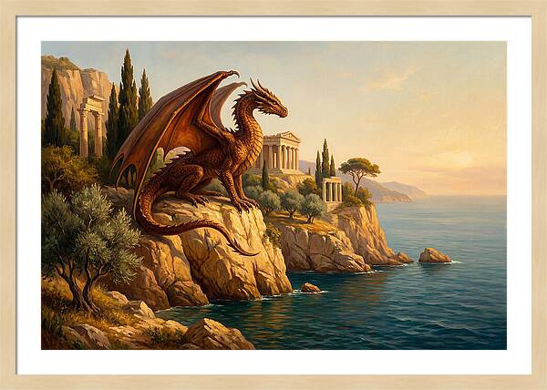 Majestic Wyvern Overlooking Coastline