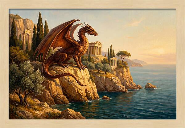 Majestic Wyvern Overlooking Coastline