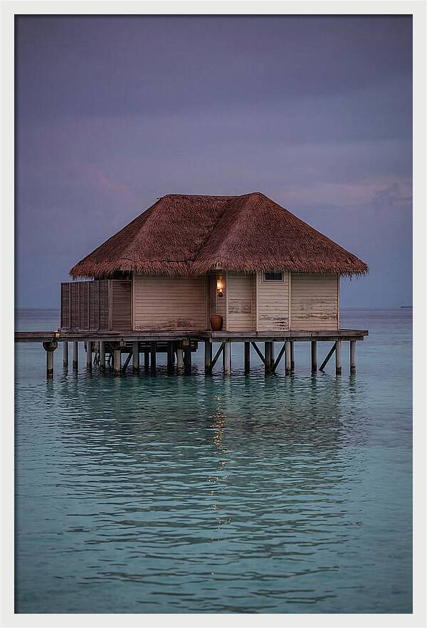 Maldives Overwater Bungalow At Twilight