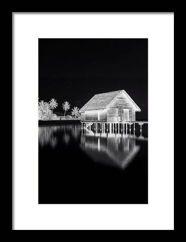 Maldivian Overwater Bungalow At Dusk