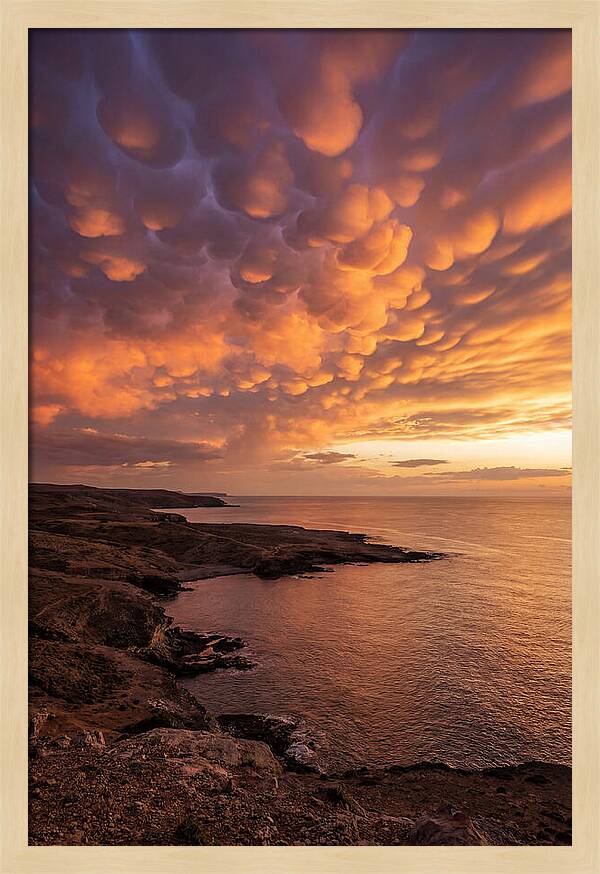 Mammatus Clouds Over Ocean Sunset