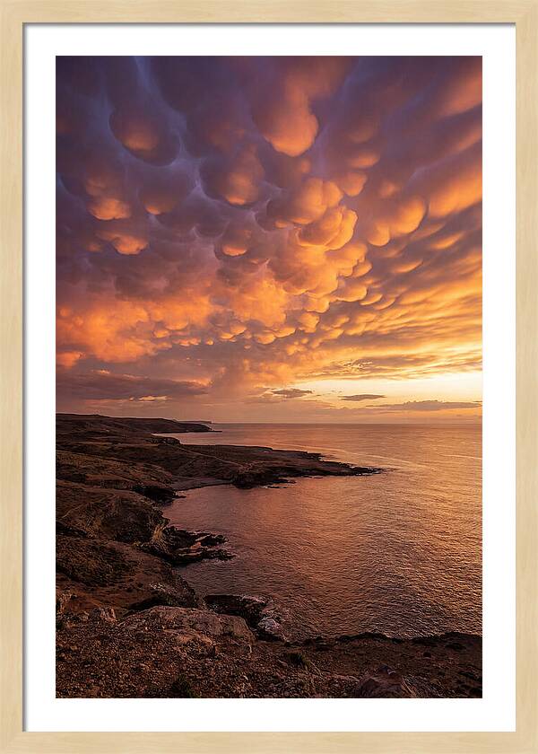 Mammatus Clouds Over Ocean Sunset