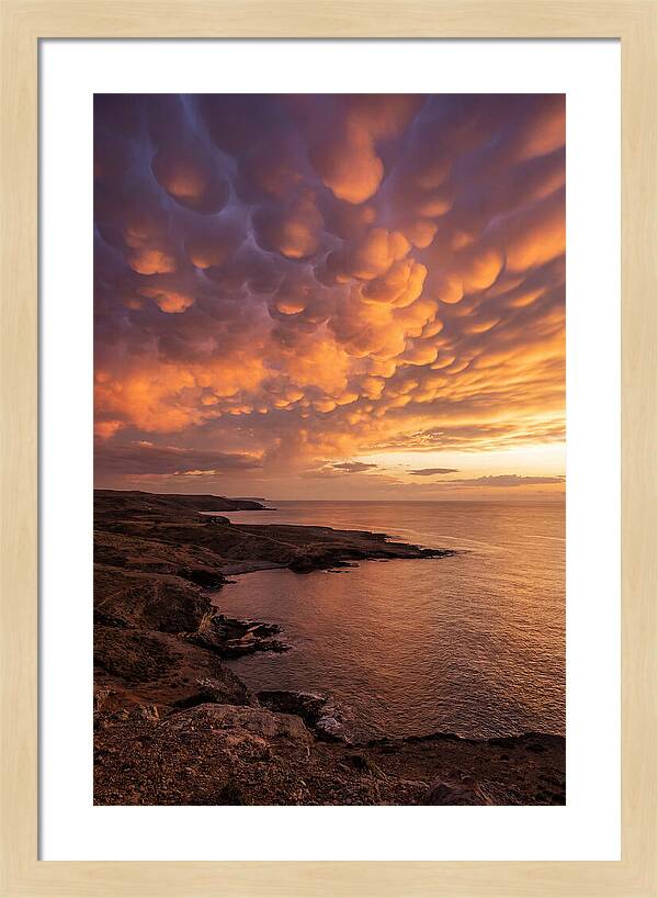 Mammatus Clouds Over Ocean Sunset