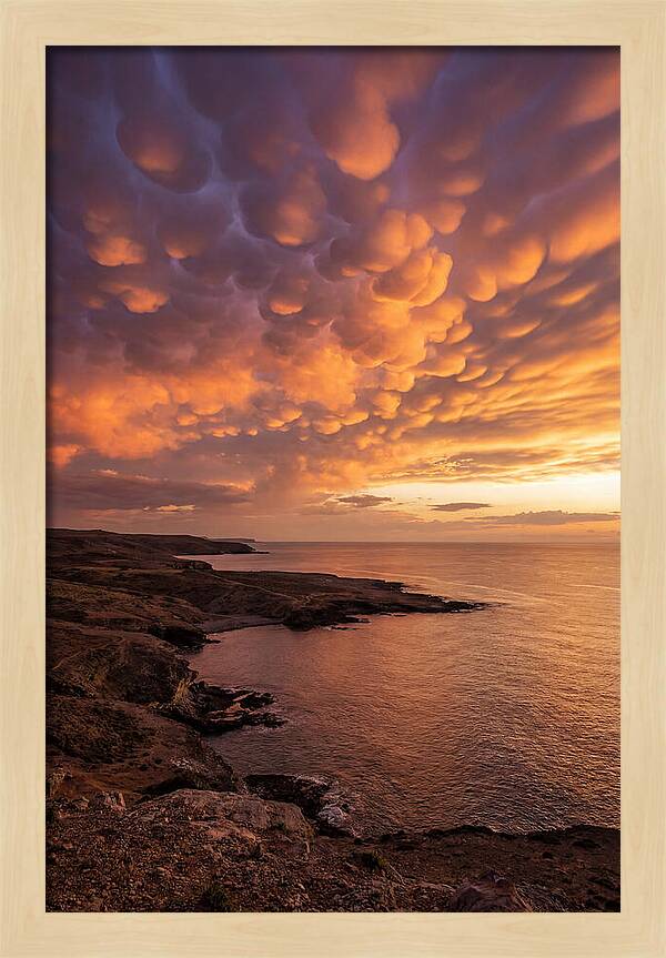 Mammatus Clouds Over Ocean Sunset
