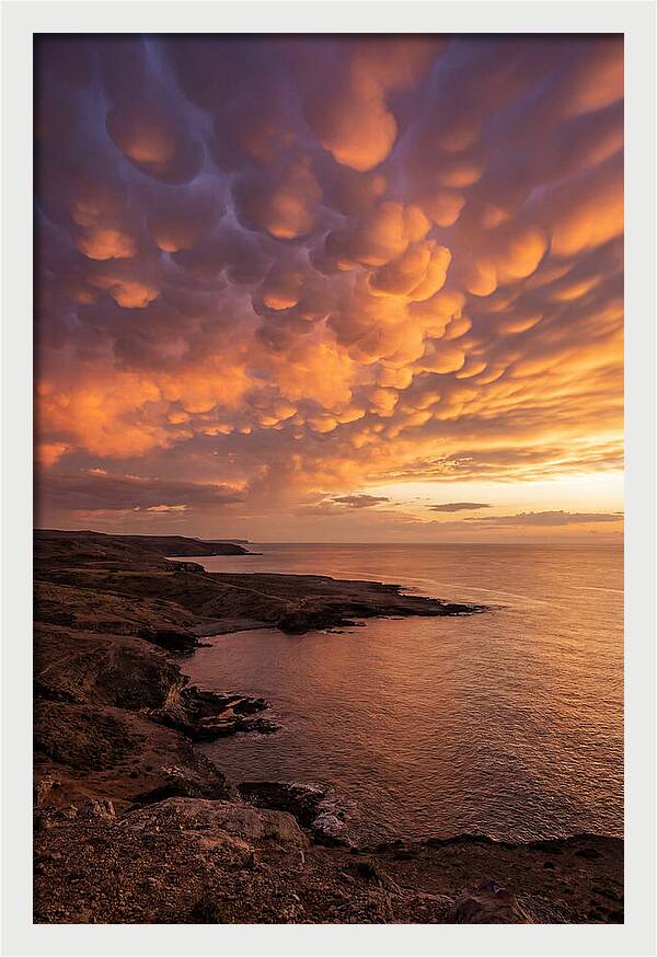 Mammatus Clouds Over Ocean Sunset