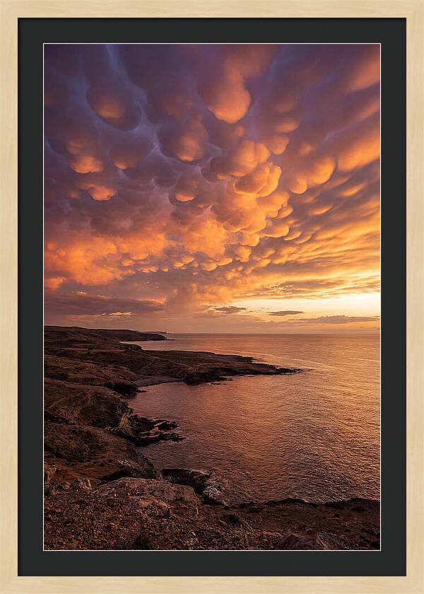 Mammatus Clouds Over Ocean Sunset