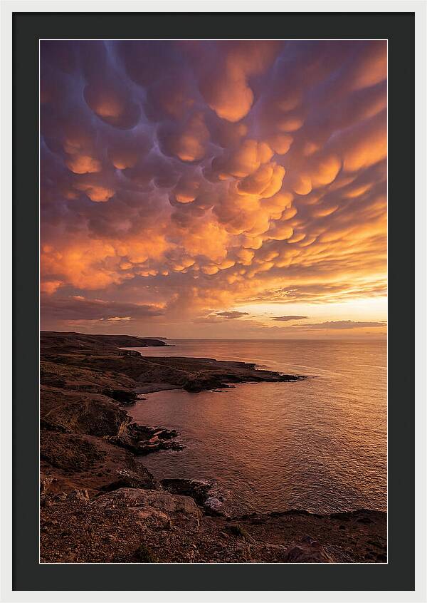 Mammatus Clouds Over Ocean Sunset