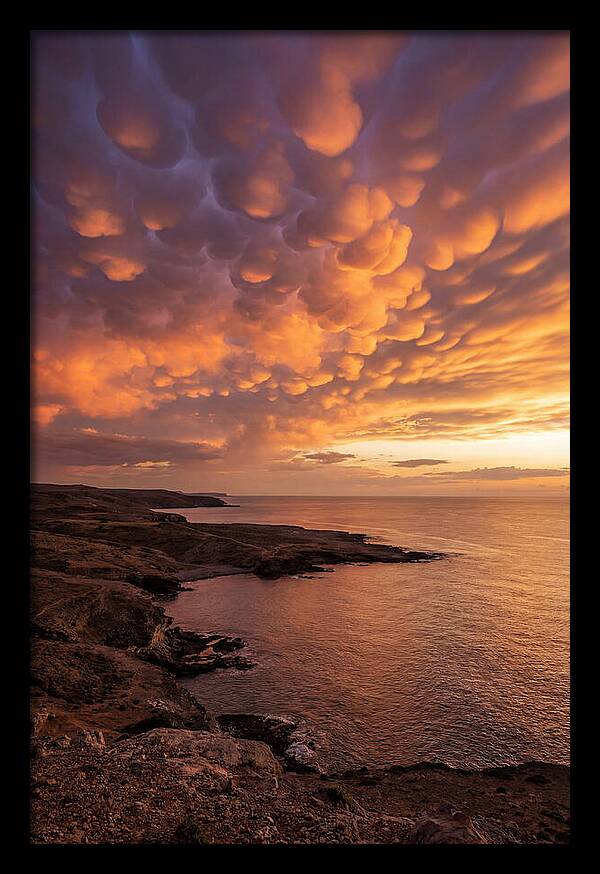 Mammatus Clouds Over Ocean Sunset