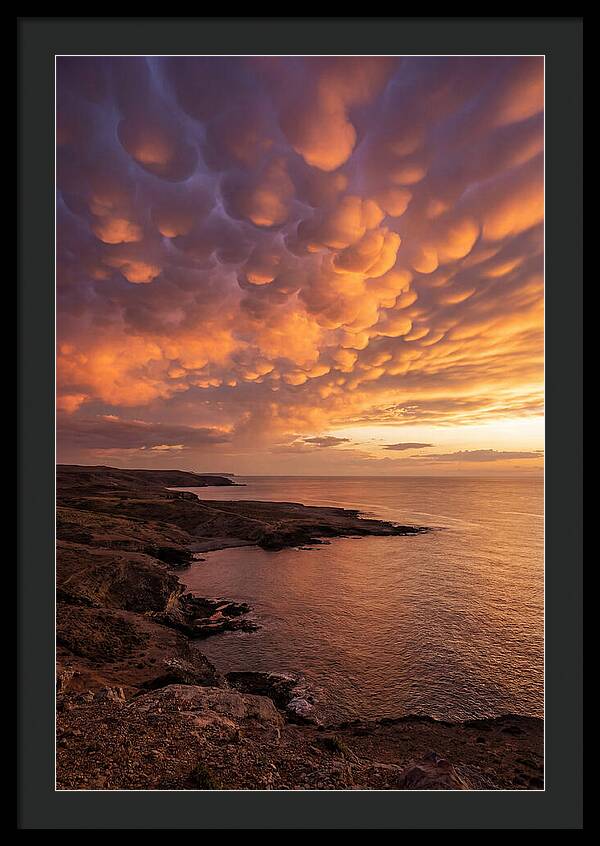 Mammatus Clouds Over Ocean Sunset
