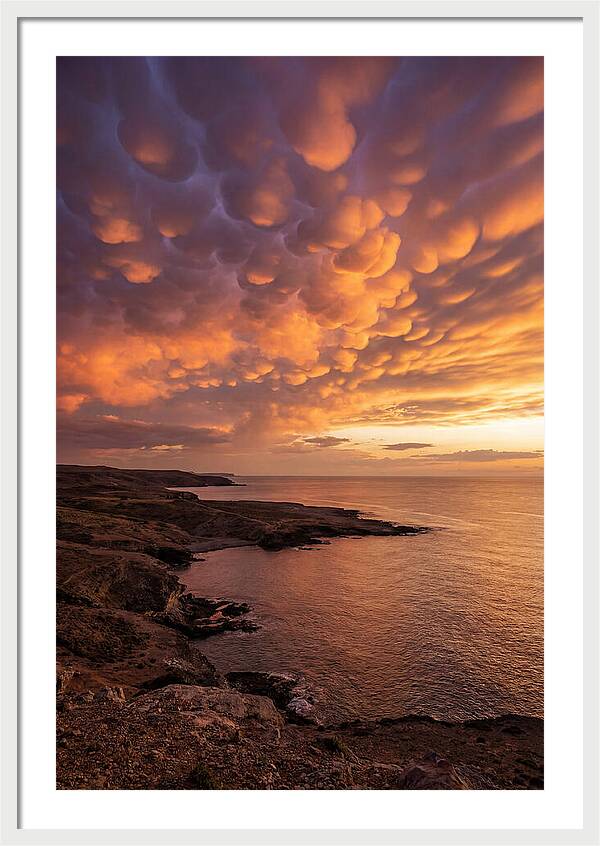 Mammatus Clouds Over Ocean Sunset