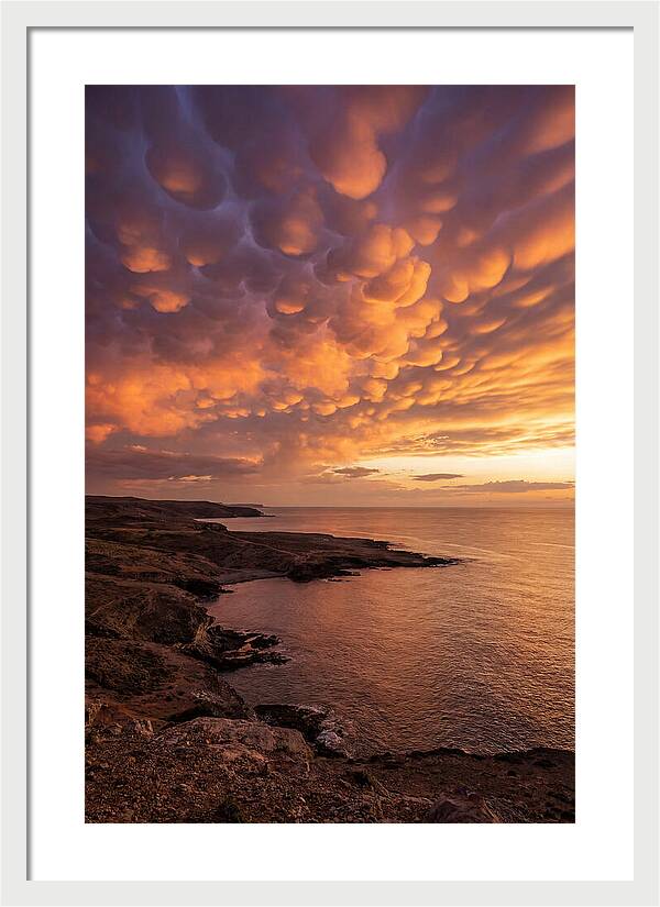 Mammatus Clouds Over Ocean Sunset