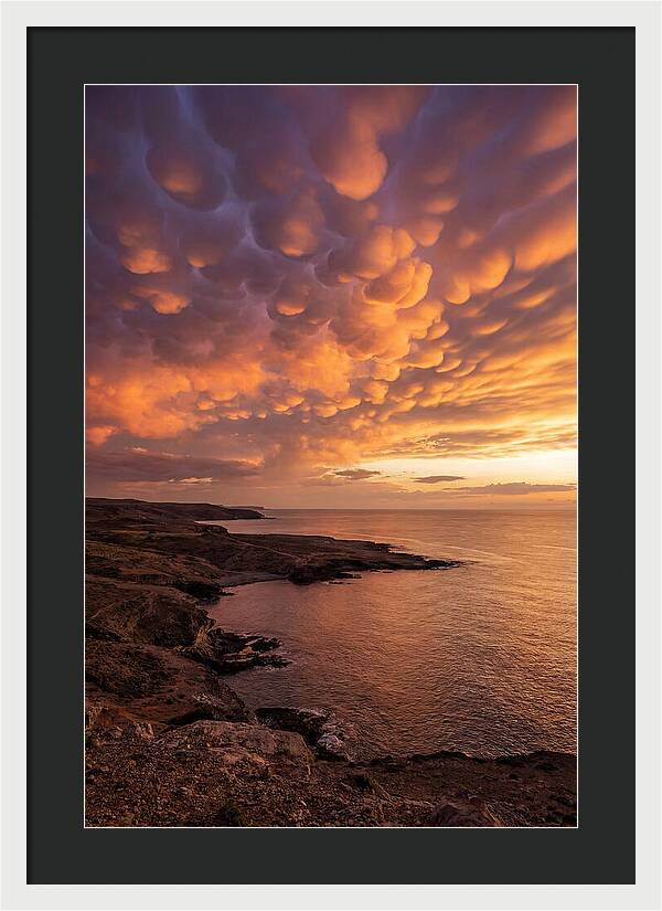 Mammatus Clouds Over Ocean Sunset