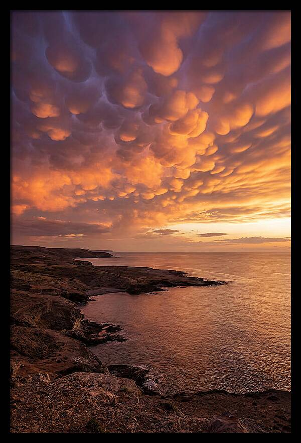 Mammatus Clouds Over Ocean Sunset