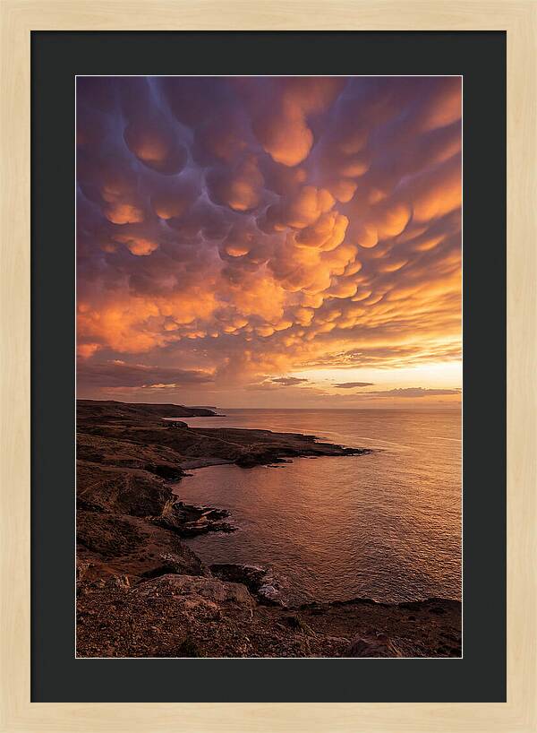 Mammatus Clouds Over Ocean Sunset